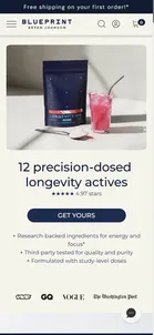 Blueprint — Longevity Mix Actives — hero and benefits