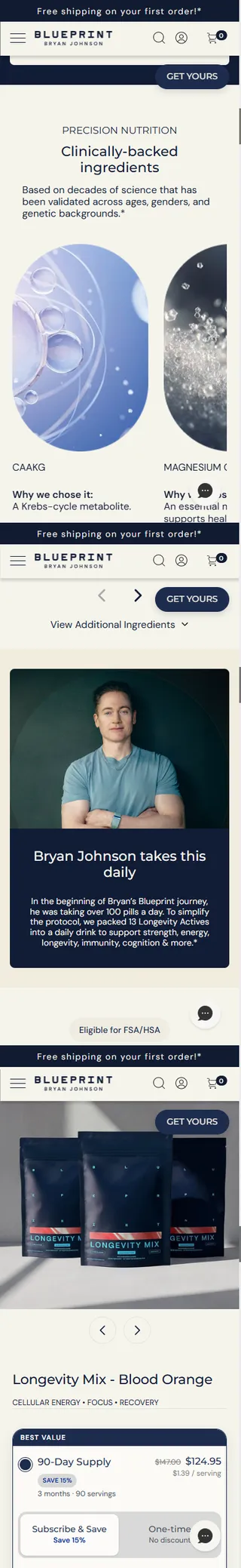Blueprint — Clinically-backed ingredients + founder proof