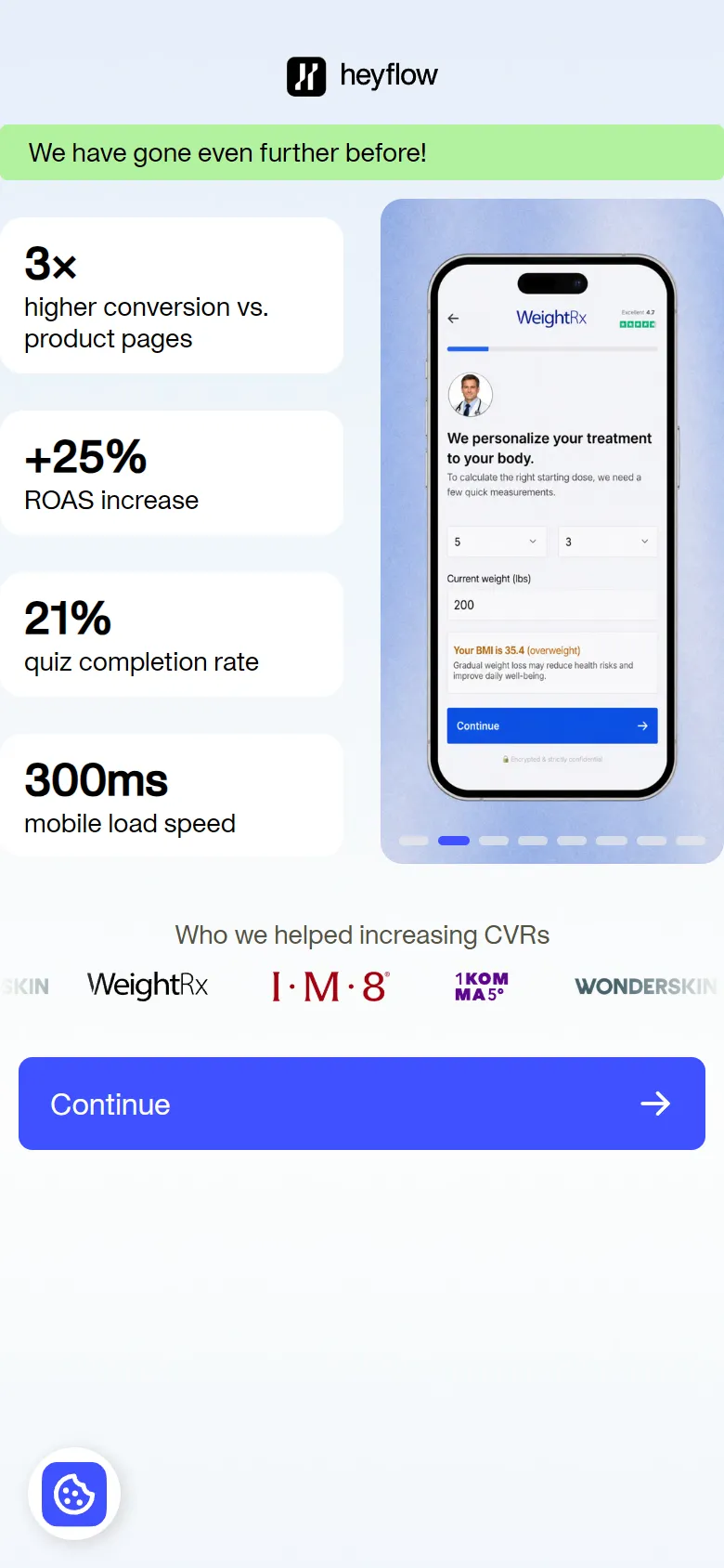 Heyflow — "1-min eligibility check" (9 screens) (screen 2)