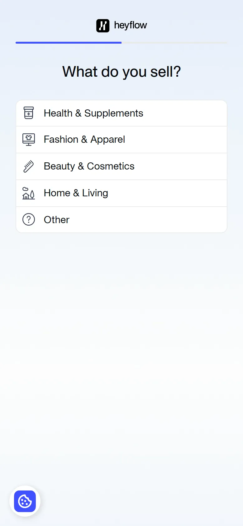 Heyflow — "1-min eligibility check" (9 screens) (screen 4)