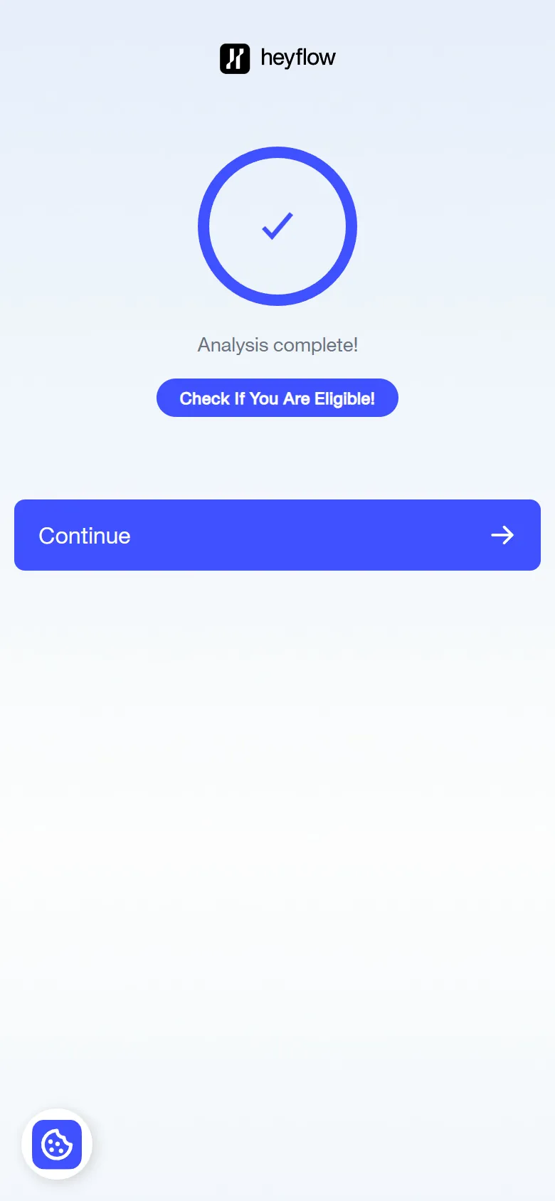 Heyflow — "1-min eligibility check" (9 screens) (screen 8)