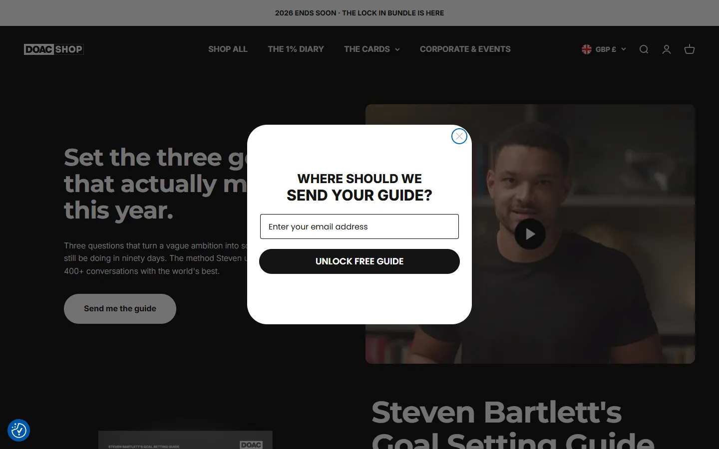 The Diary Of A CEO — “Where should we send your guide?” (screen 1)
