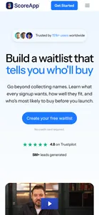 ScoreApp — "Build a waitlist that tells you who'll buy"