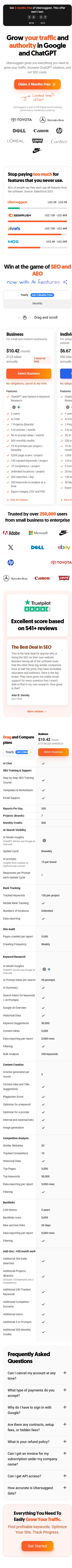 Ubersuggest — "Win at the game of SEO and AEO"