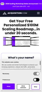 Acquisition.com — Personalised-roadmap quiz (six screens)