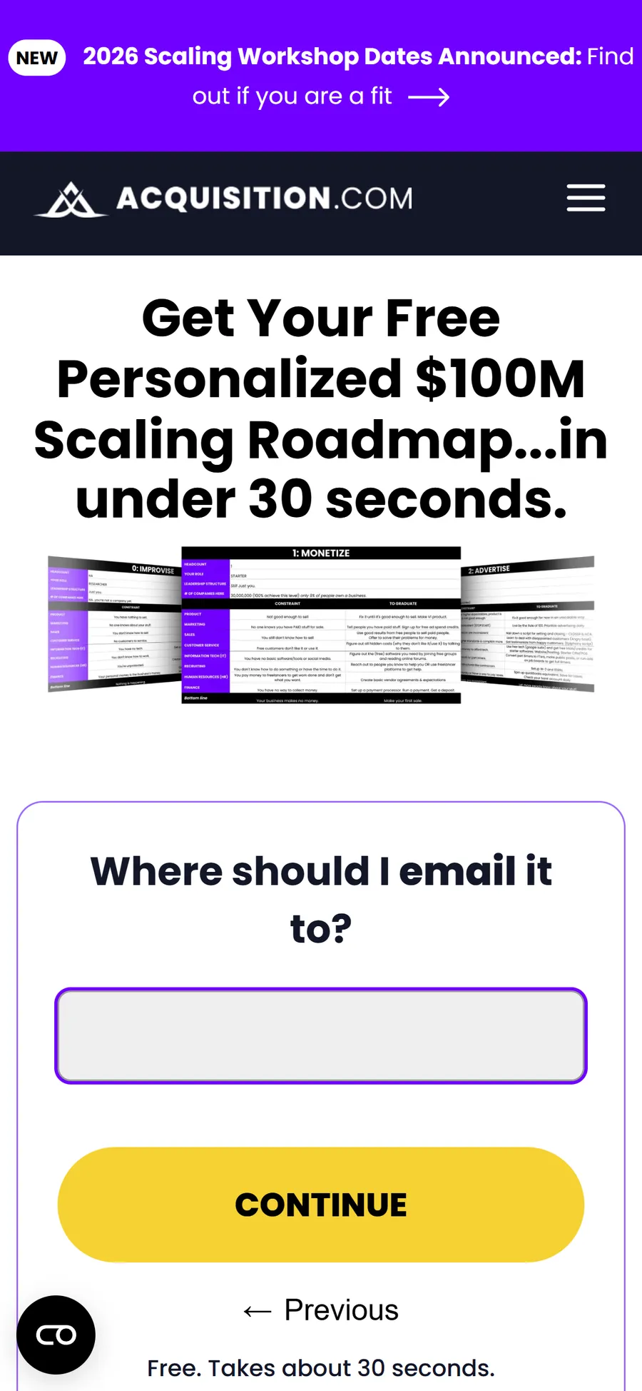 Acquisition.com — Personalised-roadmap quiz (six screens) (screen 3)