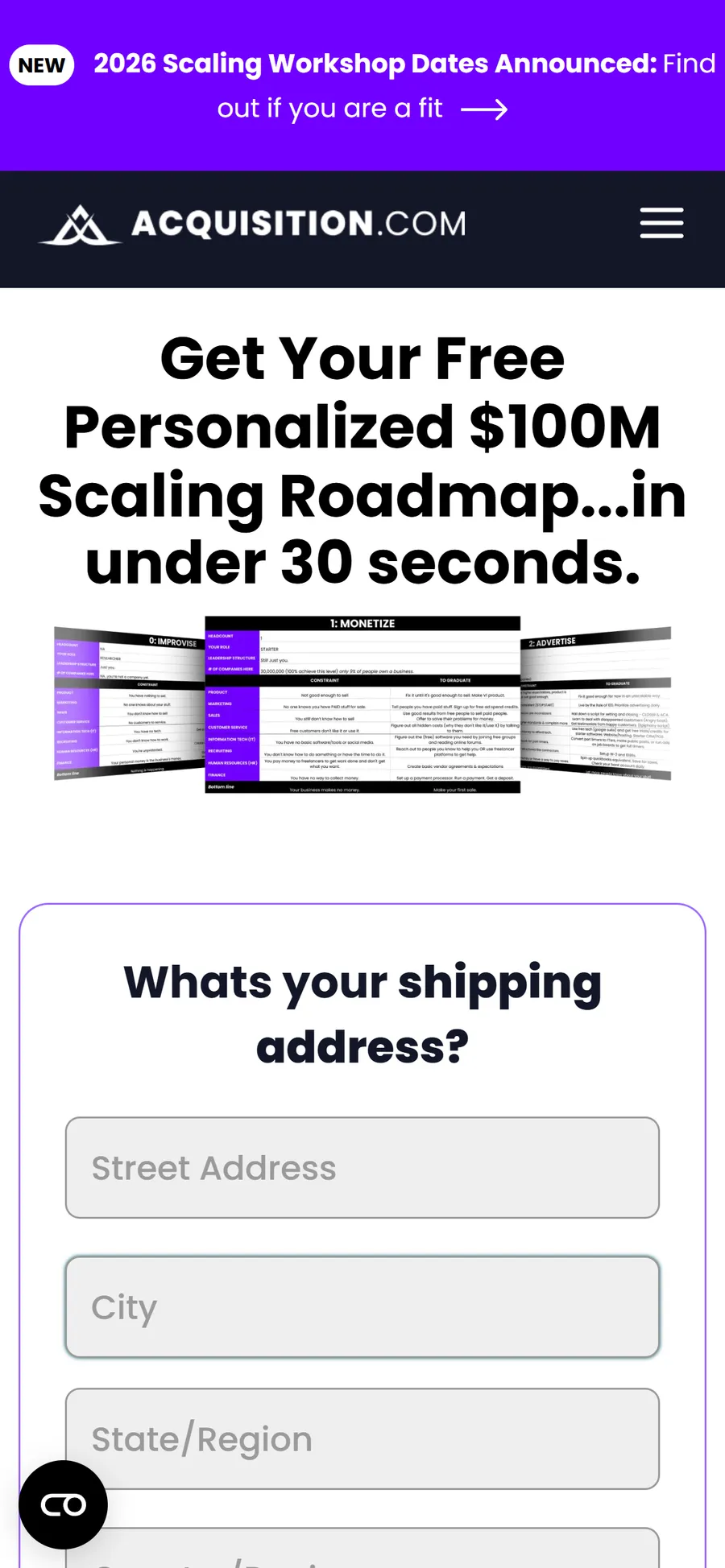 Acquisition.com — Personalised-roadmap quiz (six screens) (screen 5)