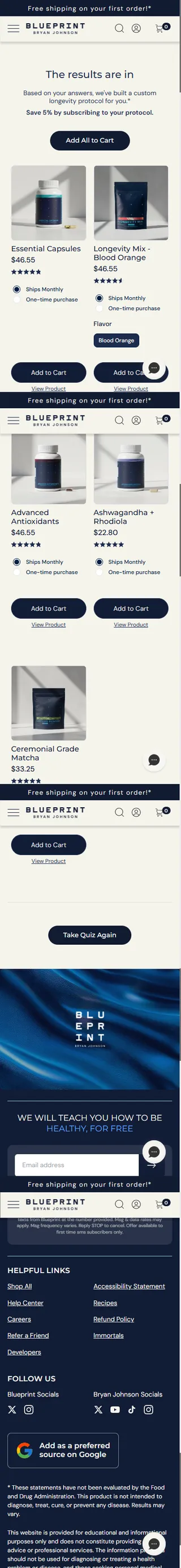 Blueprint — "The results are in" — personalized protocol