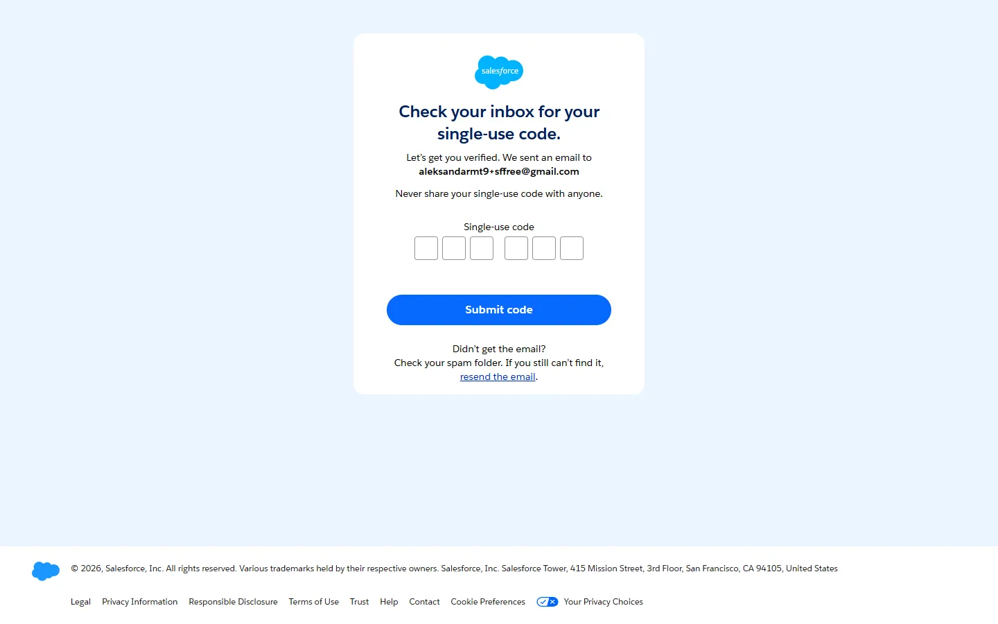 Salesforce — The header’s “Get started”: a Starter trial (screen 2)