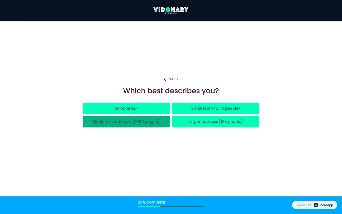 Vidonary — The waitlist application (screen 4)